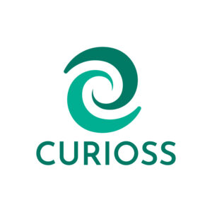 CURIOSS logo with 2 green swirls and the name CURIOSS